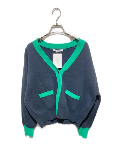 JOURNAL STANDARD relume（ジャーナルスタンダード レリューム）JOURNAL STANDARD relume (ジャーナルスタンダード レリューム) ダブルニットコントラストカーディガン ネイビー サイズ:FREEの古着・服飾アイテム