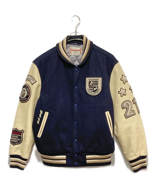 McGREGOR（マクレガー）McGREGOR (マクレガー) レザー切替アワードジャケット ベージュ×ネイビー サイズ:LLの古着・服飾アイテム