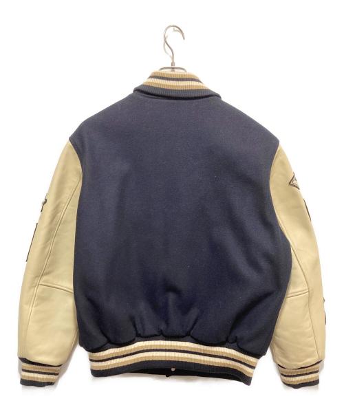 McGREGOR（マクレガー）McGREGOR (マクレガー) レザー切替アワードジャケット ベージュ×ネイビー サイズ:LLの古着・服飾アイテム