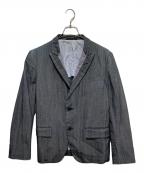 COMME des GARCONS HOMMEコムデギャルソン オム）の古着「07ss チェック切替テーラードジャケット」｜ネイビー