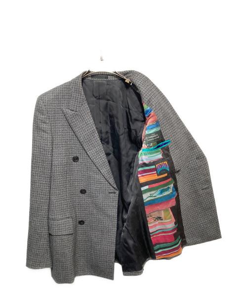 PAUL SMITH（ポールスミス）PAUL SMITH (ポールスミス) DORMEUIL (ドーメル) グレンチェックダブルテーラードジャケット グレー サイズ:Lの古着・服飾アイテム