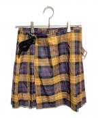 O'NEIL OF DUBLINオニールオブダブリン）の古着「サイドダブルベルトチェック柄プリーツミニスカート」｜ブラウン