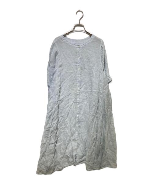 nest Robe（ネストローブ）nest Robe (ネストローブ) リネン半袖ワンピース ブルー サイズ:FREEの古着・服飾アイテム