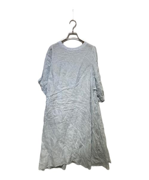 nest Robe（ネストローブ）nest Robe (ネストローブ) リネン半袖ワンピース ブルー サイズ:FREEの古着・服飾アイテム