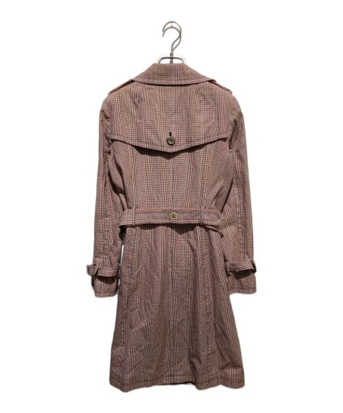 BURBERRY BLUE LABEL（バーバリーロンドンブルーレーベル）BURBERRY BLUE LABEL (バーバリーロンドンブルーレーベル) グレンチェックトレンチコート ホワイト×レッド サイズ:38の古着・服飾アイテム