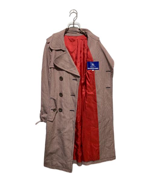 BURBERRY BLUE LABEL（バーバリーロンドンブルーレーベル）BURBERRY BLUE LABEL (バーバリーロンドンブルーレーベル) グレンチェックトレンチコート ホワイト×レッド サイズ:38の古着・服飾アイテム