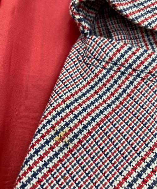 BURBERRY BLUE LABEL（バーバリーロンドンブルーレーベル）BURBERRY BLUE LABEL (バーバリーロンドンブルーレーベル) グレンチェックトレンチコート ホワイト×レッド サイズ:38の古着・服飾アイテム