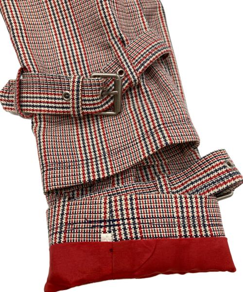 BURBERRY BLUE LABEL（バーバリーロンドンブルーレーベル）BURBERRY BLUE LABEL (バーバリーロンドンブルーレーベル) グレンチェックトレンチコート ホワイト×レッド サイズ:38の古着・服飾アイテム