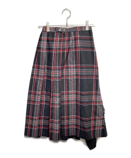 O'NEIL OF DUBLIN（オニールオブダブリン）O'NEIL OF DUBLIN (オニールオブダブリン) Dessin (デッサン) チェックラップスカート ブラック×レッドの古着・服飾アイテム