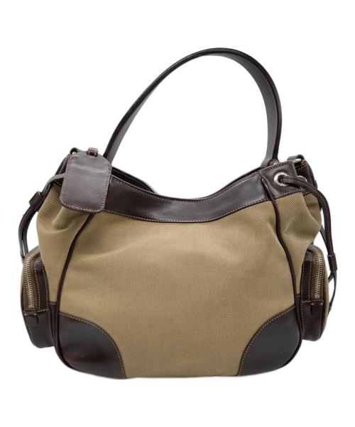 PRADA（プラダ）PRADA (プラダ) ロゴジャガード ワンショルダーバッグ ベージュの古着・服飾アイテム