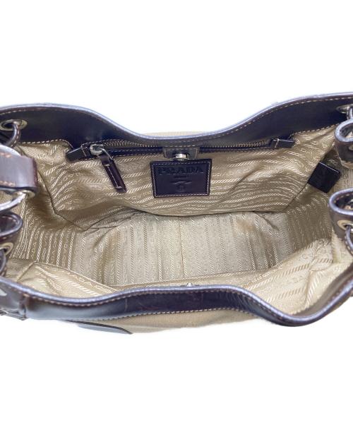 PRADA（プラダ）PRADA (プラダ) ロゴジャガード ワンショルダーバッグ ベージュの古着・服飾アイテム