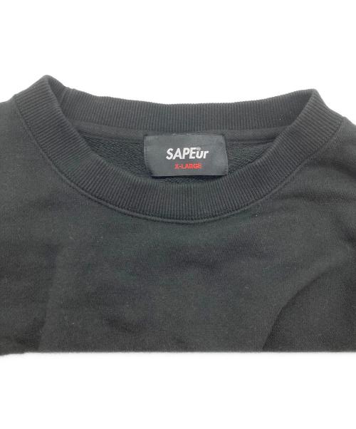 SAPEur（サプール）SAPEur (サプール) USAPEロゴクルーネックスウェット ブラック サイズ:ＸＬの古着・服飾アイテム