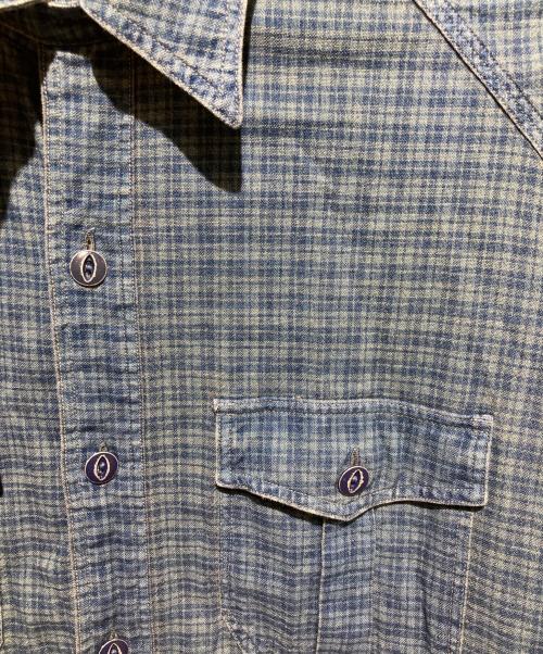 RRL（ダブルアールエル）RRL (ダブルアールエル) チンスト付チェックシャツ ブルー サイズ:Mの古着・服飾アイテム