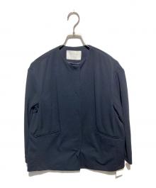 BALLSEY（ボールジィ）の古着「ジョーゼットジャージーノーカラージャケット」｜ネイビー