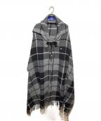 BURBERRY BLUE LABELバーバリーロンドンブルーレーベル）の古着「ウールチェックポンチョ」｜グレー
