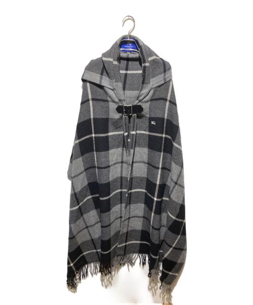 BURBERRY BLUE LABEL（バーバリーロンドンブルーレーベル）BURBERRY BLUE LABEL (バーバリーロンドンブルーレーベル) ウールチェックポンチョ グレー サイズ:38の古着・服飾アイテム