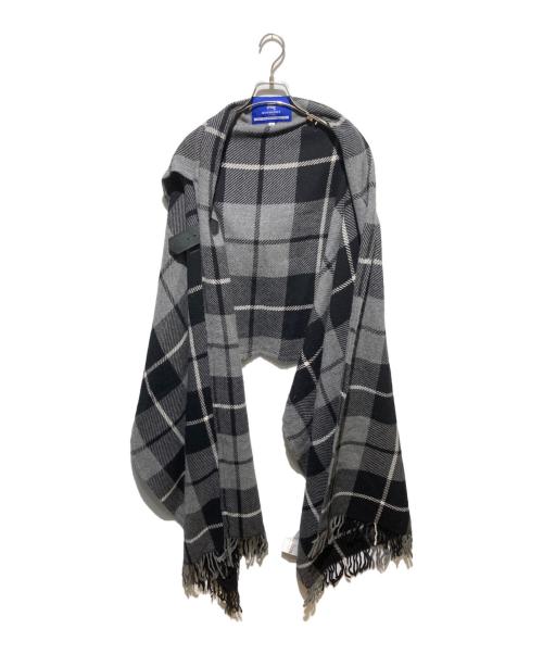 BURBERRY BLUE LABEL（バーバリーロンドンブルーレーベル）BURBERRY BLUE LABEL (バーバリーロンドンブルーレーベル) ウールチェックポンチョ グレー サイズ:38の古着・服飾アイテム