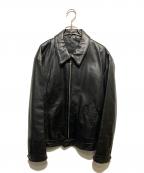 JUN MENジュンメン）の古着「レザーシングルライダースジャケット」｜ブラック
