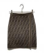 FENDIフェンディ）の古着「ズッカ柄ニットスカート」｜ブラック×ベージュ