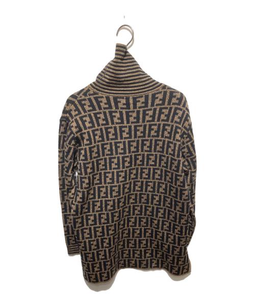 FENDI（フェンディ）FENDI (フェンディ) ズッカ柄タートルネックニット ベージュ×ブラック サイズ:40の古着・服飾アイテム