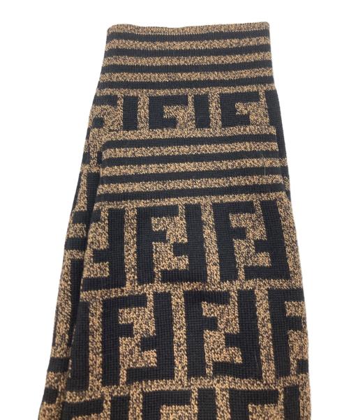 FENDI（フェンディ）FENDI (フェンディ) ズッカ柄タートルネックニット ベージュ×ブラック サイズ:40の古着・服飾アイテム