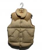 RockyMountainFeatherBedロッキーマウンテンフェザーベッド）の古着「レザー切替ダウンベスト」｜ベージュ