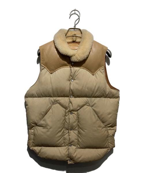 RockyMountainFeatherBed（ロッキーマウンテンフェザーベッド）RockyMountainFeatherBed (ロッキーマウンテンフェザーベッド) レザー切替ダウンベスト ベージュ サイズ:36の古着・服飾アイテム
