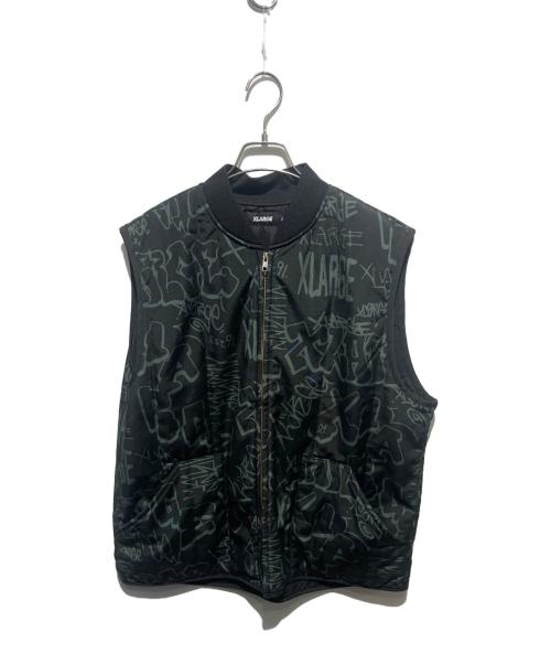 X-LARGE（エクストララージ）X-LARGE (エクストララージ) GRAFFITI WORK VEST ブラック×グレー サイズ:ＸＬの古着・服飾アイテム