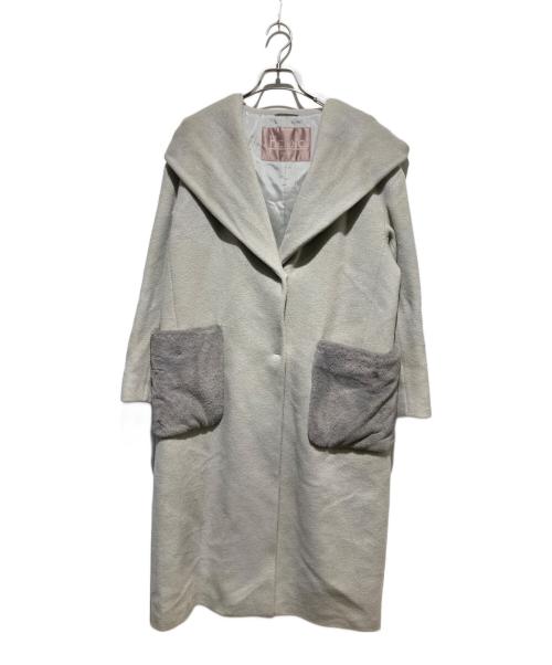 HERNO（ヘルノ）HERNO (ヘルノ) アンゴラ混フーデッドコート グレー サイズ:46の古着・服飾アイテム