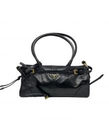 PRADA（プラダ）の古着「ボニー ミディアム レザー ハンドバッグ ミディアム」｜ブラック