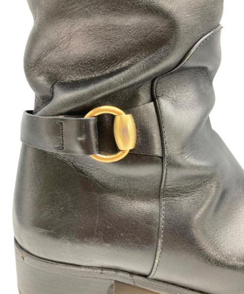 GUCCI（グッチ）GUCCI (グッチ) レザーロングブーツ ブラック サイズ:35の古着・服飾アイテム