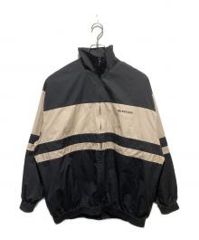 BALENCIAGA（バレンシアガ）の古着「ロゴ刺繍ナイロントラックジャケット/Contrast Stripe Zip Up Jacket」｜ブラック×ベージュ