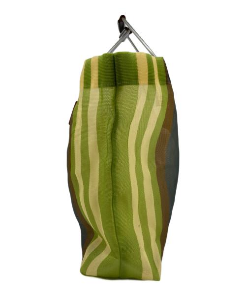 MARNI（マルニ）MARNI (マルニ) ストライプマーケットバッグ グレー×グリーンの古着・服飾アイテム
