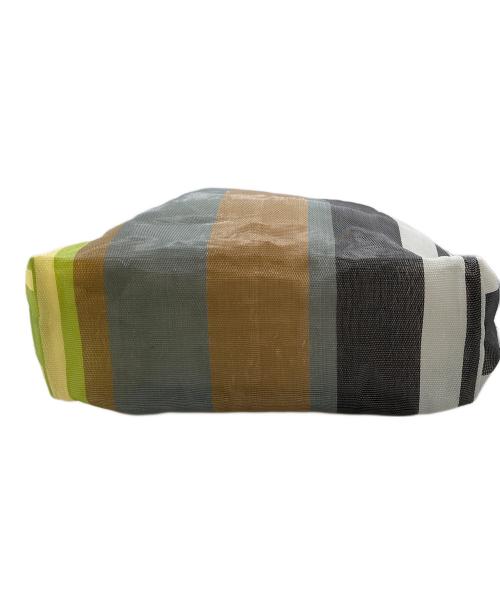 MARNI（マルニ）MARNI (マルニ) ストライプマーケットバッグ グレー×グリーンの古着・服飾アイテム