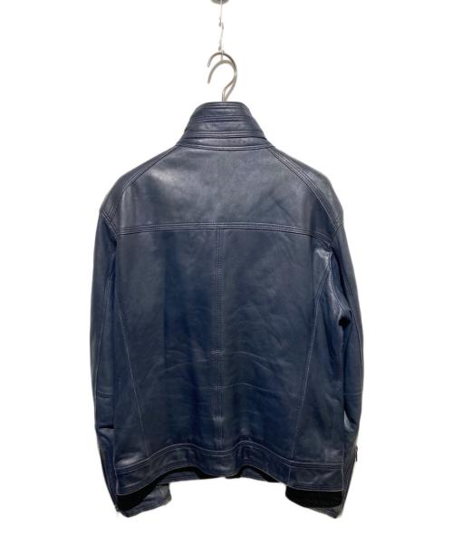 BURBERRY BLACK LABEL（バーバリーブラックレーベル）BURBERRY BLACK LABEL (バーバリーブラックレーベル) ラムレザーシングルライダースジャケット ネイビー サイズ:Lの古着・服飾アイテム