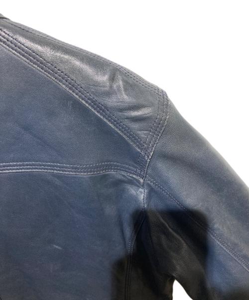 BURBERRY BLACK LABEL（バーバリーブラックレーベル）BURBERRY BLACK LABEL (バーバリーブラックレーベル) ラムレザーシングルライダースジャケット ネイビー サイズ:Lの古着・服飾アイテム