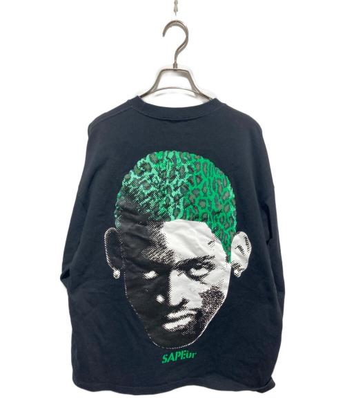SAPEur（サプール）SAPEur (サプール) プリントカットソー ブラック サイズ:Lの古着・服飾アイテム