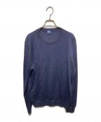 FEDELIフェデーリ）の古着「ハイゲージカシミアシルクソリッドクルーネックニット」｜ネイビー