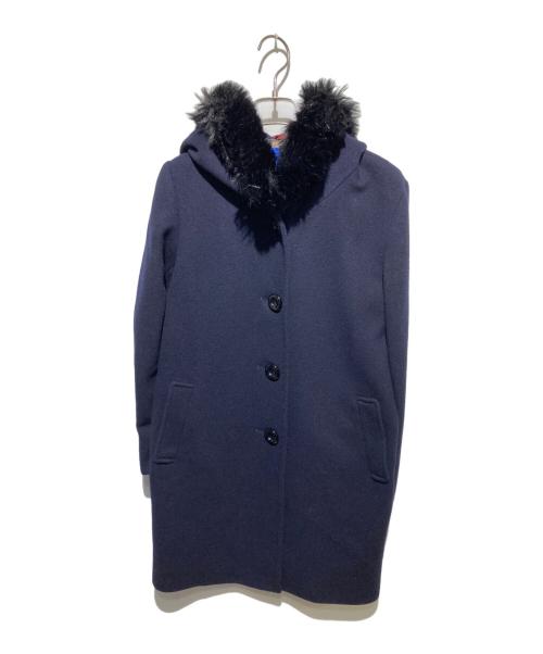 BLUE LABEL CRESTBRIDGE（ブルーレーベルクレストブリッジ）BLUE LABEL CRESTBRIDGE (ブルーレーベルクレストブリッジ) エコファー2wayフーデッドコート ネイビー サイズ:38の古着・服飾アイテム