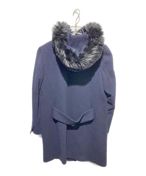 BLUE LABEL CRESTBRIDGE（ブルーレーベルクレストブリッジ）BLUE LABEL CRESTBRIDGE (ブルーレーベルクレストブリッジ) エコファー2wayフーデッドコート ネイビー サイズ:38の古着・服飾アイテム