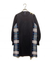 BLUE LABEL CRESTBRIDGE（ブルーレーベルクレストブリッジ）の古着「ミラノリブニットワンピース」｜ネイビー