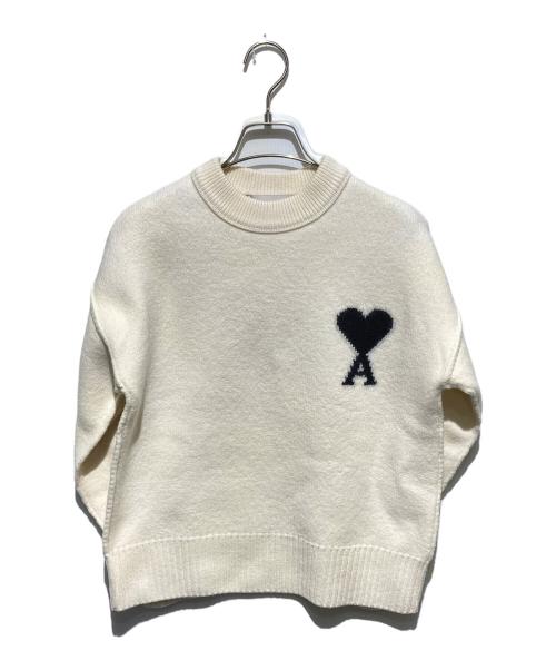 AMI Alexandre Mattiussi（アミアレクサンドルマテュッシ）AMI Alexandre Mattiussi (アミアレクサンドルマテュッシ) ハートA刺繍クルーネックニット ホワイト サイズ:XXSの古着・服飾アイテム