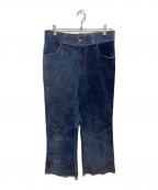 WHEELS OF MANウィールズ オブ マン）の古着「スエードレザーフレアパンツ」｜ネイビー