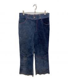 WHEELS OF MAN（ウィールズ オブ マン）の古着「スエードレザーフレアパンツ」｜ネイビー