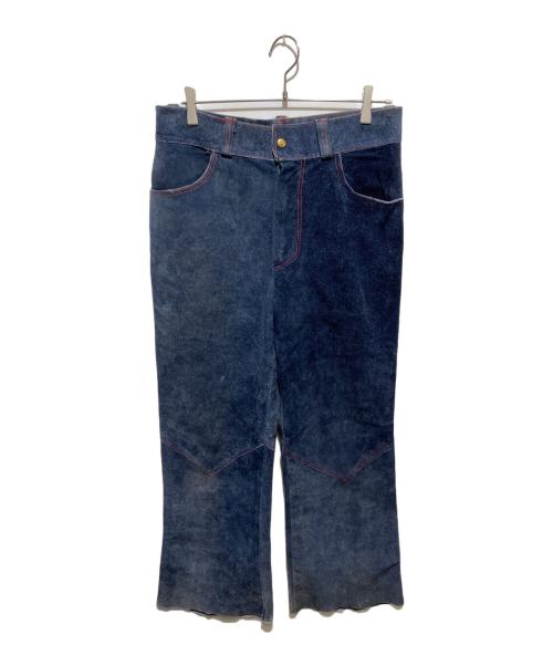 WHEELS OF MAN（ウィールズ オブ マン）WHEELS OF MAN (ウィールズ オブ マン) スエードレザーフレアパンツ ネイビー サイズ:30の古着・服飾アイテム