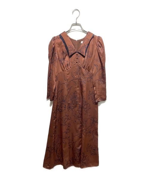 HER LIP TO（ハーリップトゥ）Her lip to (ハーリップトゥ) Limoges Vintage Satin Dress ブラウン サイズ:Sの古着・服飾アイテム