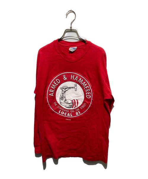 Hanes（ヘインズ）Hanes (ヘインズ) プリントカットソー レッド サイズ:Mの古着・服飾アイテム