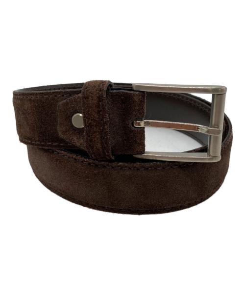 ERMENEGILDO ZEGNA（エルメネジルド・ゼニア）Ermenegildo Zegna (エルメネジルド・ゼニア) イタリア製バックルロゴスエードベルト ブラウンの古着・服飾アイテム