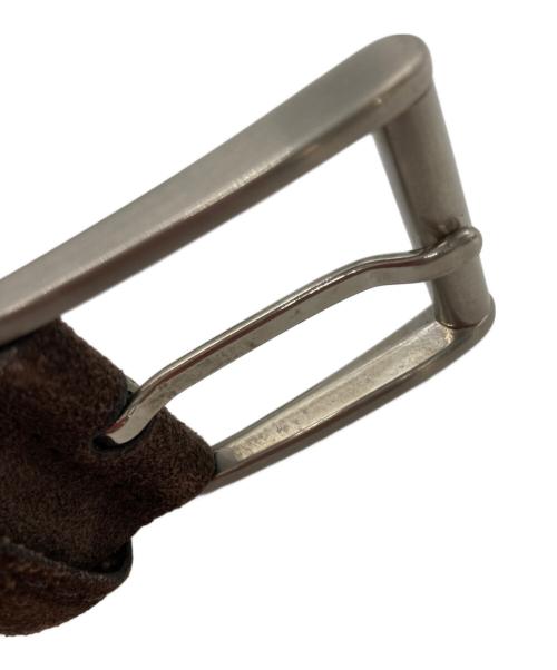 ERMENEGILDO ZEGNA（エルメネジルド・ゼニア）Ermenegildo Zegna (エルメネジルド・ゼニア) イタリア製バックルロゴスエードベルト ブラウンの古着・服飾アイテム