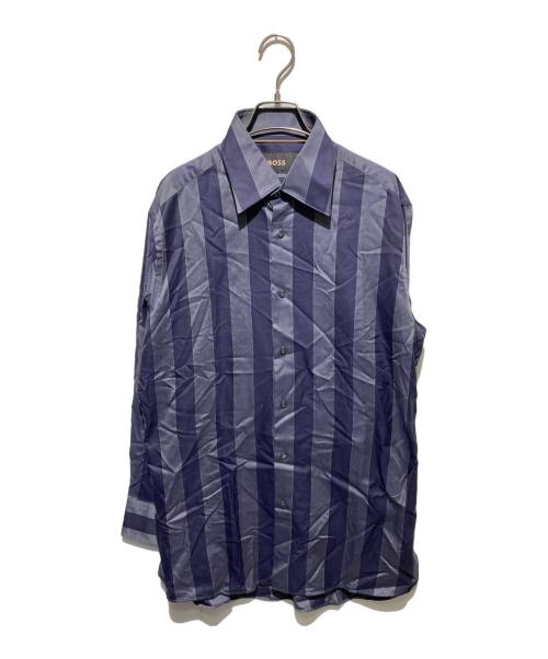BOSS（ボス）BOSS (ボス) ストライプシャツ グレー×ネイビー サイズ:41の古着・服飾アイテム